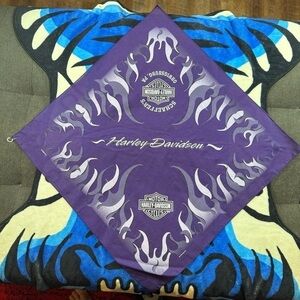 Y2K 00 VTG Harley-Davidson Purple Flame Bandana Like New